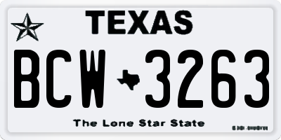 TX license plate BCW3263