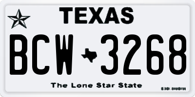 TX license plate BCW3268
