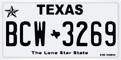 TX license plate BCW3269
