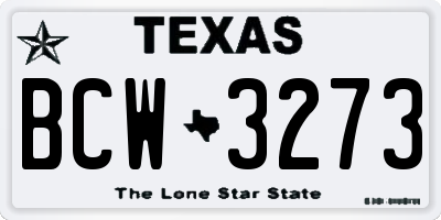TX license plate BCW3273