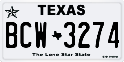 TX license plate BCW3274