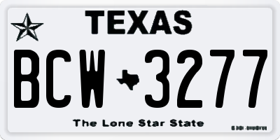 TX license plate BCW3277