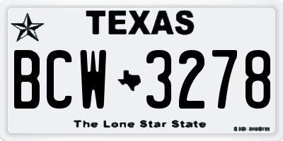 TX license plate BCW3278