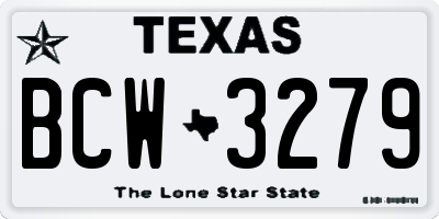 TX license plate BCW3279