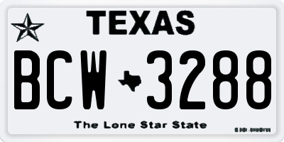 TX license plate BCW3288
