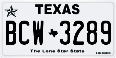 TX license plate BCW3289