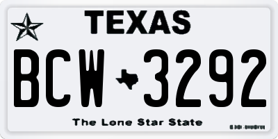 TX license plate BCW3292