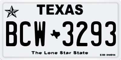 TX license plate BCW3293