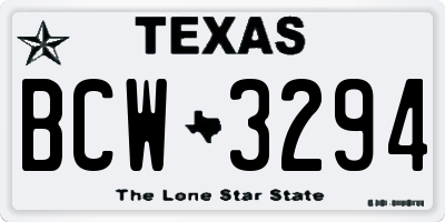 TX license plate BCW3294