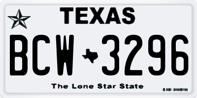 TX license plate BCW3296