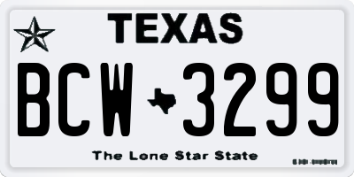 TX license plate BCW3299