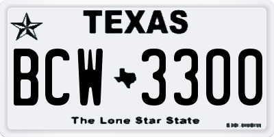 TX license plate BCW3300