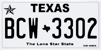 TX license plate BCW3302