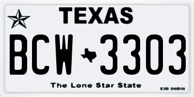 TX license plate BCW3303