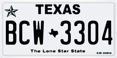 TX license plate BCW3304