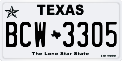 TX license plate BCW3305