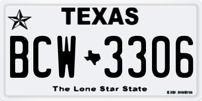 TX license plate BCW3306