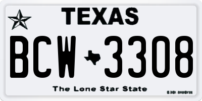 TX license plate BCW3308