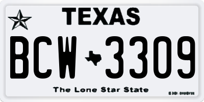 TX license plate BCW3309