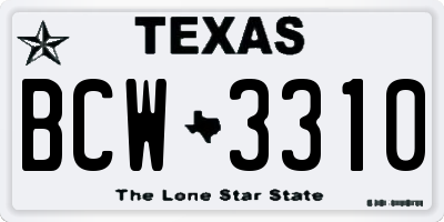 TX license plate BCW3310