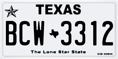 TX license plate BCW3312