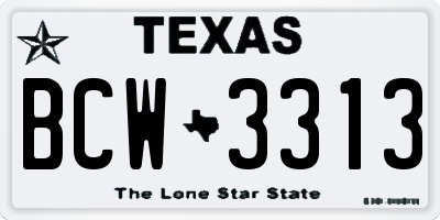 TX license plate BCW3313