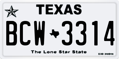 TX license plate BCW3314