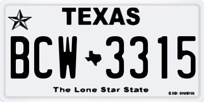 TX license plate BCW3315