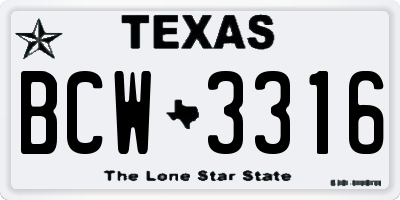 TX license plate BCW3316