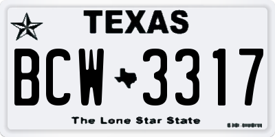 TX license plate BCW3317