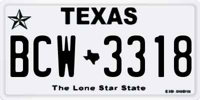TX license plate BCW3318