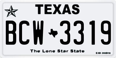 TX license plate BCW3319