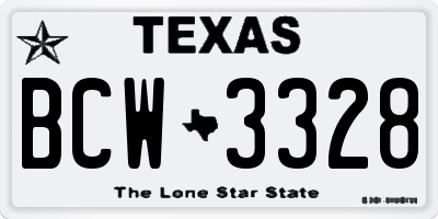 TX license plate BCW3328