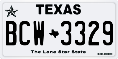 TX license plate BCW3329