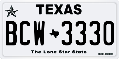 TX license plate BCW3330