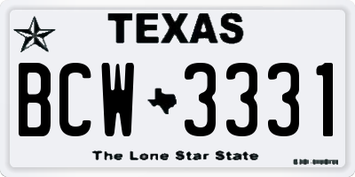 TX license plate BCW3331