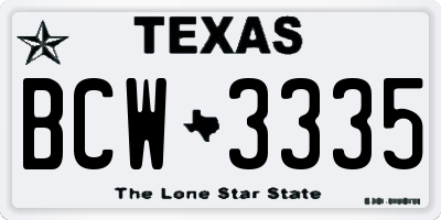 TX license plate BCW3335