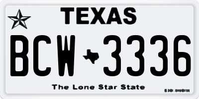 TX license plate BCW3336