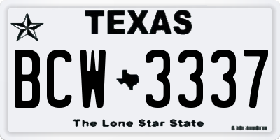 TX license plate BCW3337