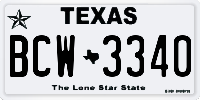 TX license plate BCW3340