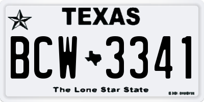 TX license plate BCW3341