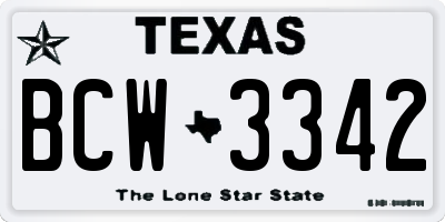 TX license plate BCW3342