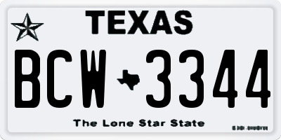 TX license plate BCW3344