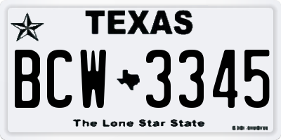 TX license plate BCW3345
