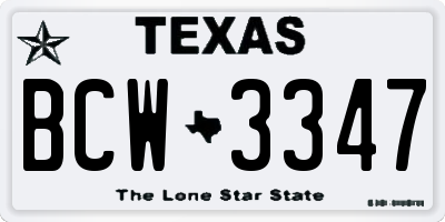 TX license plate BCW3347