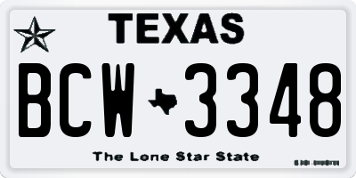 TX license plate BCW3348