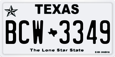 TX license plate BCW3349