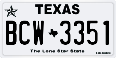 TX license plate BCW3351