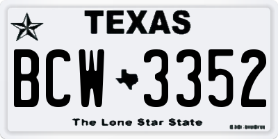 TX license plate BCW3352