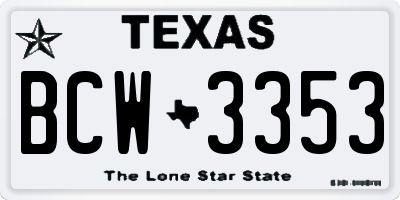 TX license plate BCW3353